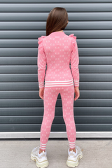 Mini Heidi Pink Knitted Frill Loungewear Set Loungewear