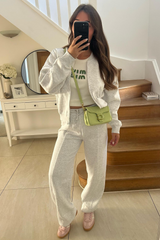 Rosie melange grey bomber jacket and straight leg jogger loungewear