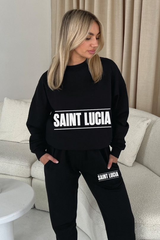 Saint Lucia black sweater joggers premium loungewear