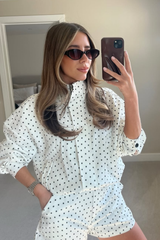 JESSICA CREAM POLKA DOT JACKET & SHORTS SET