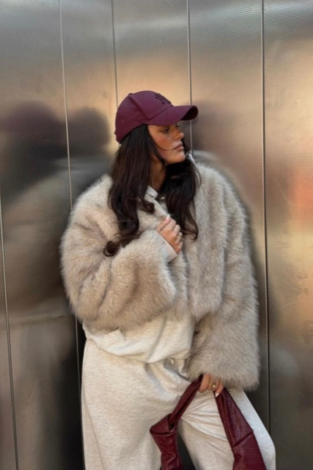 Tan faux fur jacket shop