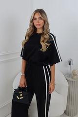 LINA BLACK TSHIRT WITH STRIPE DETAILING