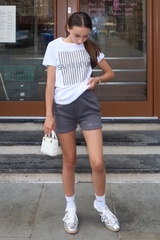 Mini Saint Louis grey embroidered t-shirt and shorts loungewear