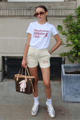 Mini Manhattan Athletics club ecru printed t-shirt and shorts loungewear