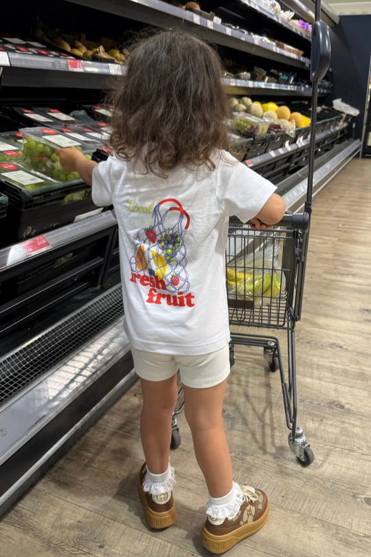 Mini Baby Fresh fruit white front & back printed t-shirt