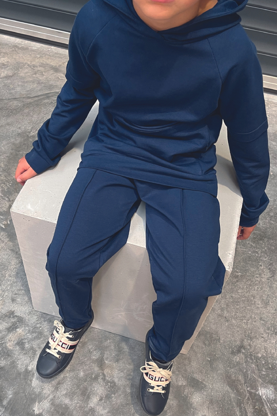 Mini Frankie Navy Hooded boys loungewear set