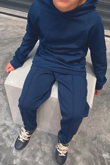 Mini Frankie Navy Hooded Boys Loungewear Set Loungewear