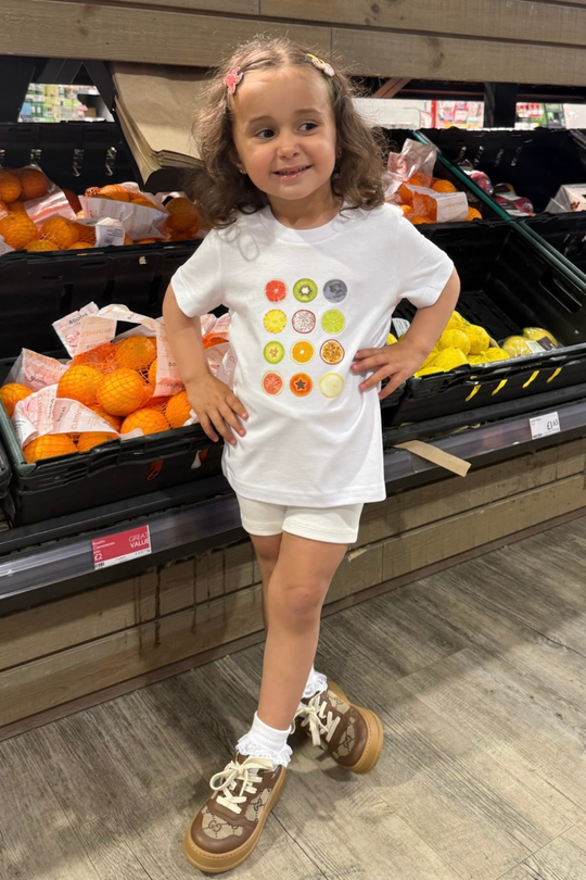 Mini Baby Fruit slices white printed t-shirt