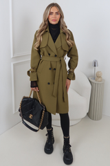 NAOMI KHAKI BELTED CLASSIC TRENCH COAT
