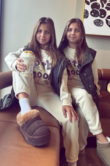 Mini ecru to the moon printed sweater joggers loungewear