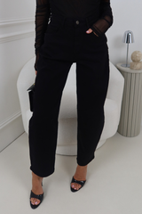 SALLY BLACK BARREL LEG STRETCH JEANS