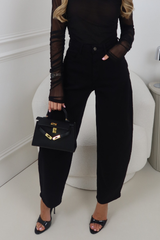 SALLY BLACK BARREL LEG STRETCH JEANS