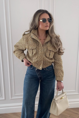 Tasha gold double pocket bomber jacket