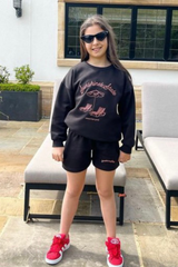 Mini sunshine state black embroidered sweater shorts loungewear