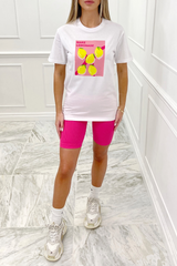 Pink Lemonade Printed White Tee Tshirt