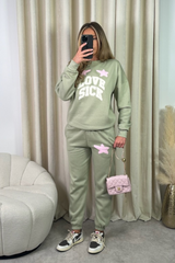 Love sick sage embroidered sweater joggers premium loungewear