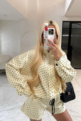 JESSICA YELLOW POLKA DOT JACKET & SHORTS SET