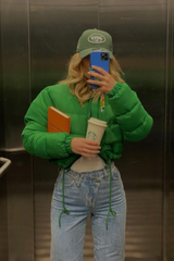 Karmin Green Crop Puffer Coat Coats & Jackets