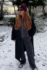 G monogram burgundy embroidered knit beanie hat