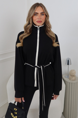CARA BLACK CONTRAST SOFT TOUCH ZIP UP JACKET