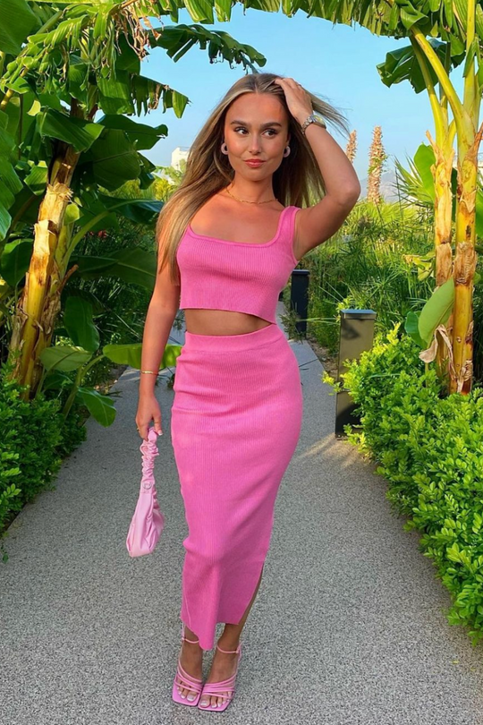 Vivian pink two piece skirt co ord