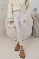 ELLIE CREAM BONED RAW HEM BUTTERY ENERGY LEGGINGS