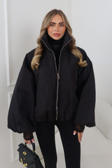 RENNEE BLACK BALLOON SLEEVE PUFFER JACKET