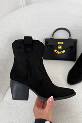 JACEY BLACK ANKLE COWBOY BOOTS