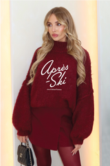Apres Ski burgundy embroidered oversized knit jumper