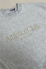 ATHLETICS CLUB LIGHT MARL EMBROIDERED SWEATER & STRAIGHT LEG TROUSERS LOUNGEWEAR