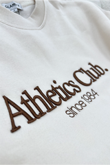 ATHLETICS CLUB IVORY EMBROIDERED SWEATER & STRAIGHT LEG TROUSERS LOUNGEWEAR