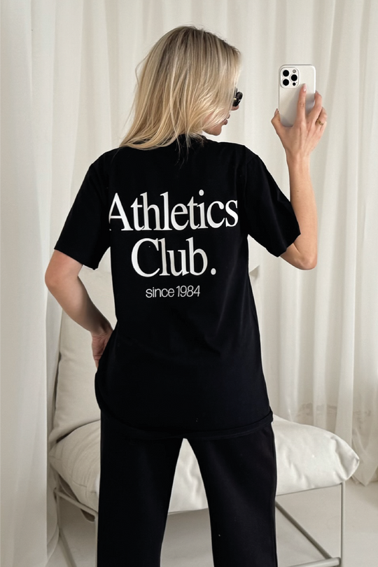 Athletics club black printed T-shirt