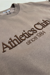 ATHLETICS CLUB MOCHA EMBROIDERED SWEATER & STRAIGHT LEG TROUSERS LOUNGEWEAR