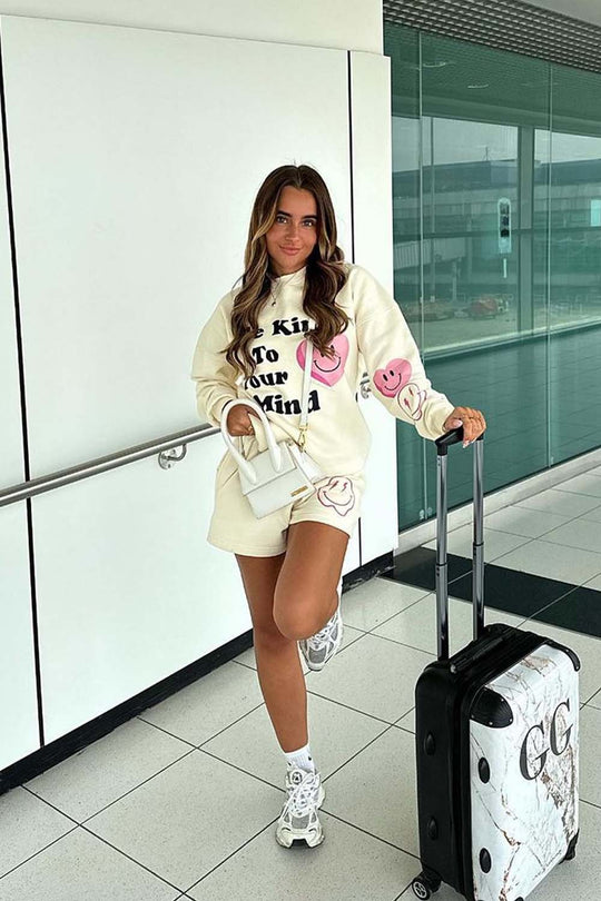 Be kind ecru sweater short loungewear set