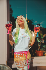 Live your life white heavyweight back print t-shirt