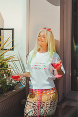 Live your life white heavyweight back print t-shirt