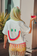 Live your life white heavyweight back print t-shirt