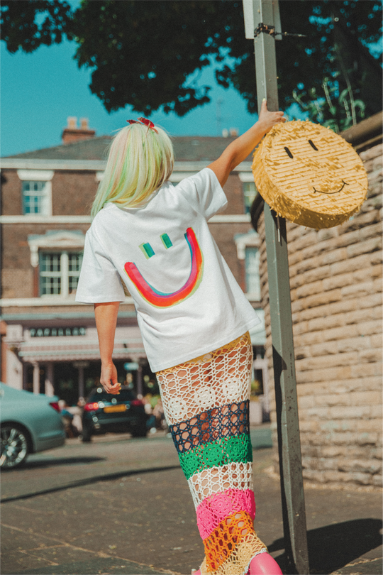 Live your life white heavyweight back print t-shirt