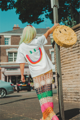 Live your life white heavyweight back print t-shirt