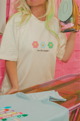 Love, life & laughter ecru heavyweight back print t-shirt