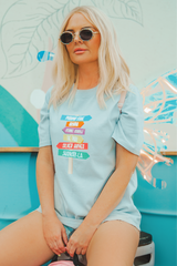 Festival faded blue heavyweight printed t-shirt