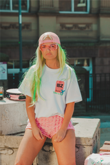 Take a trip white heavyweight back print t-shirt