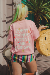 Keep on smiling pink heavyweight back print printed t-shirt