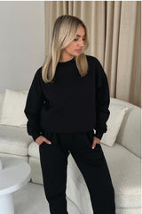 Glamify Premium Essential Relaxed Black Sweatshirt Sweater