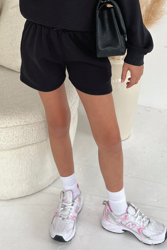 Mini girls black premium essential shorts