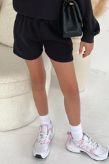 Mini girls black premium essential shorts