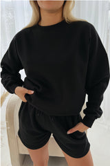Glamify Premium Essential Relaxed Black Sweatshirt Sweater
