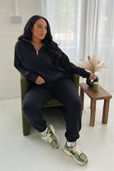 Glamify CURVE premium essential black black 3/4 zip sweatshirt
