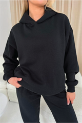 Glamify Premium Essential Black Relaxed Hoodie Hoodie