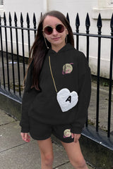 Mini Moon printed black essential hoodie shorts loungewear set mini glamify